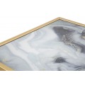 Art deco príručný stolík Aurelio so zlatou kovovou konštrukciou a obdĺžnikovými sklenenými doskami s mramorovým dizajnom 60 cm