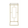 Art deco obdĺžnikový zlatý kovový geometrický príručný stolík Magnus s vrchnou sklenenou priehľadnou doskou 60 cm