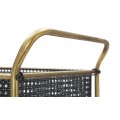 Art deco obdĺžnikový kovový zlato čierny servírovací vozík Zero na kolieskach s tromi úložnými boxmi 81 cm
