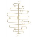 Glamour nástenný držiak na víno Malos z kovu v zlatej farbe s vlnitým tvarom so štyrmi držiakmi na vínové fľaše so stredovou tyčou