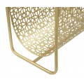 Glamour stojan na časopisy Isolde so zlatým kovovým rámom a geometrickým vzorom 44 cm