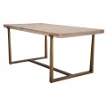 Vidiecky obdĺžnikový masívný jedálenský stôl Raner v hnedej farbe s hranatými nožičkami s vintage efektom vymývanej farby 180 cm