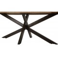 Vidiecky obdĺžnikový jedálenský stôl Aleron z hnedého akáciového dreva s parketovým vzorom a prekríženými nožičkami 180 cm