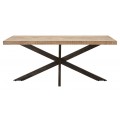 Vidiecky obdĺžnikový jedálenský stôl Aleron z hnedého akáciového dreva s parketovým vzorom a prekríženými nožičkami 180 cm