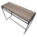 Industriálny obdĺžnikový konzolový stolík Kenton s čiernou kovovou konštrukciou s drevenou hnedou vrchnou doskou 110 cm 