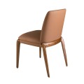 Luxusná moderná jedálenská stolička Vita Naturale s koženým poťahom v koňakovej hnedej farbe a drevenými nožičkami 83 cm