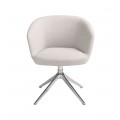 Luxusná moderná čalúnená otočná jedálenská stolička Forma Moderna so sivým textilným poťahom a chrómovou kovovou podstavou 80 cm