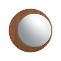 Luxusné moderné okrúhle zrkadlo Esté s asymetrickým rámom z dreva s rebrovaním v orechovej hnedej farbe 110 cm