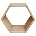 Škandinávska polica Bergen šesťuholníkového geometrického tvaru z hnedého masívneho dreva mindi 40 cm