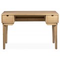 Dizajnový škandinávsky pracovný stôl Bergen hnedej farby z masívneho dreva mindi s dvoma zásuvkami 120 cm