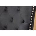 Chesterfield jedálenská stolička Torino s čiernym zamatovým poťahom a striebornými nitmi s vysokým prešívaným operadlom 93 cm