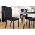 Chesterfield jedálenská čalúnená stolička Silloth s čiernym zamatovým poťahom so striebornými nitmi s prešívaným operadlom 95 cm