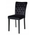Chesterfield jedálenská čalúnená stolička Silloth s čiernym zamatovým poťahom so striebornými nitmi s prešívaným operadlom 95 cm