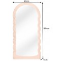 Dizajnové art deco klenuté nástenné zrkadlo Swan s oblúkovým vlnitým rámom v jemnej marhuľovo oranžovej farbe 160 cm