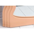 Dizajnové art deco klenuté nástenné zrkadlo Swan s oblúkovým vlnitým rámom v jemnej marhuľovo oranžovej farbe 160 cm