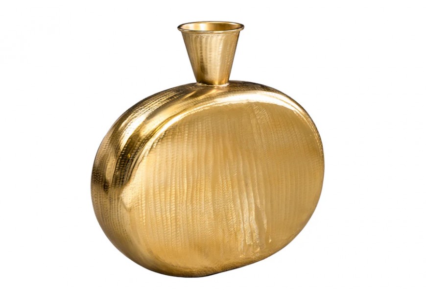 Art deco váza Aleny v zlatej farbe v oválnom tvare s vybíjaným efektom s lesklým štruktúrovaným povrchom a s vrchnou časťou v kužeľovo tvare