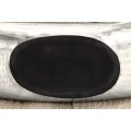 Art deco oválna kovová štruktúrovaná strieborná váza Aleny s kužeľovým vrchom 48 cm
