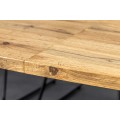 Industriálny rozkladací obdĺžnikový hnedý drevený jedálenský stôl Wild s kovovými prekríženými čiernymi nožičkami 200 cm