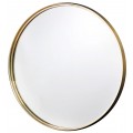 Art deco nástenné zrkadlo Keening s okrúhlym tvarom a hladkým kovovým rámom v zlatej farbe