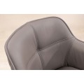 Dizajnová jedálenská otočná stolička Lion s opierkami na ruky s prešívaným vzorom v hnedo sivej koži s čiernou podstavou 82 cm