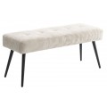 Dizajnová obdĺžniková lavica Soreli s čiernymi kovovými nožičkami s bielym menčestrovým čalúnením s hĺbkovým prešívaním
