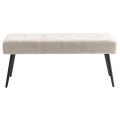 Moderná obdĺžniková lavica Soreli s bielym mančestrovým čalúnením s čiernymi nožičkami 100 cm