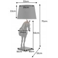 Moderná stolná lampa Equina s čiernym tienidlom so zlatým vnútrom a čiernou akrylovou sochou koňa na mramorovej podstave 75 cm