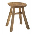 Vidiecka masívna taburetka Lina v hnedej farbe so štyrmi nožičkami z teakového dreva so štruktúrou letokruhov 42 cm