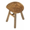 Vidiecka masívna taburetka Lina v hnedej farbe so štyrmi nožičkami z teakového dreva so štruktúrou letokruhov 42 cm