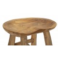 Vidiecka masívna taburetka Lina v hnedej farbe so štyrmi nožičkami z teakového dreva so štruktúrou letokruhov 42 cm