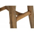 Vidiecka masívna taburetka Lina v hnedej farbe so štyrmi nožičkami z teakového dreva so štruktúrou letokruhov 42 cm