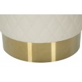 Glamour okrúhla kožená krémová prešívaná čalúnená taburetka Glamia Tapisé so zlatým kovovým detailom 39 cm