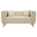 Dizajnová glamour sedačka Celestia s béžovým poťahom a zlatými detailmi 155 cm