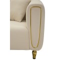 Dizajnová glamour sedačka Celestia s béžovým poťahom a zlatými detailmi 155 cm