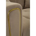 Dizajnová glamour sedačka Celestia so svetlým hnedým zamatovým poťahom a zlatými detailmi 155 cm