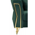 Glamour zelená dvojmiestna sedačka Velaria so zamatovým čalúnením s prešívaním chesterfield na operadle a zlatými detailmi 162cm