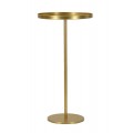 Glamour príručný stolík Relia v okrúhlom tvare v zlatej farbe z kovu s hladkým lesklým povrchom a tenkou stredovou tyčou s dizajnom podnosu