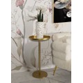 Art deco vysoký okrúhly kovový zlatý príručný stolík Relia s lesklým hladkým povrchom 100 cm