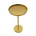Art deco kovový zlatý okrúhly príručný stolík Relia s lesklým povrchom a vrchnou doskou s vyvýšeným okrajom 80 cm