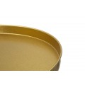 Art deco kovový zlatý okrúhly príručný stolík Relia s lesklým povrchom a vrchnou doskou s vyvýšeným okrajom 80 cm