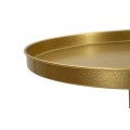 Art deco kovový zlatý okrúhly príručný stolík Relia s lesklým povrchom a vrchnou doskou s vyvýšeným okrajom 80 cm