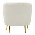 Dizajnové glamour kreslo Cally so zlatými nožičkami a bielym poťahom z umelej kožušiny s vankúšom 78 cm