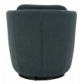 Moderné klubové čalúnené otočné kreslo Meron v petrolejovej modrej farbe s bouclé poťahom s čiernou podstavou 75 cm