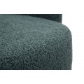 Moderné klubové čalúnené otočné kreslo Meron v petrolejovej modrej farbe s bouclé poťahom s čiernou podstavou 75 cm