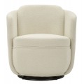 Moderné krémové otočné klubové kreslo Meron s čalúnením a prešívaným bouclé poťahom s kovovou čiernou podstavou 75 cm 