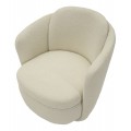 Moderné krémové otočné klubové kreslo Meron s čalúnením a prešívaným bouclé poťahom s kovovou čiernou podstavou 75 cm 