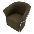 Moderné klubové čalúnené otočné textilné kreslo Merlon v tmavo zelenej farbe s bielym prešívaným pásom 83 cm
