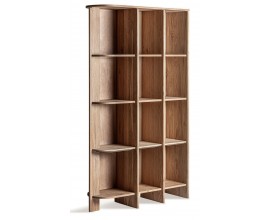 Luxusný škandinávsky obdĺžnikový regál Naria z masívneho dubového dreva v hnedej farbe s dvanástimi poličkami 210 cm