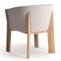 Luxusná škandinávska a moderná jedálenská stolička Naria s béžovým látkovým poťahom a dubovými nožičkami 75 cm