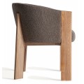 Luxusná škandinávska jedálenská stolička Naria s látkovým poťahom v hnedom odtieni taupe a dubovými nožičkami 75 cm